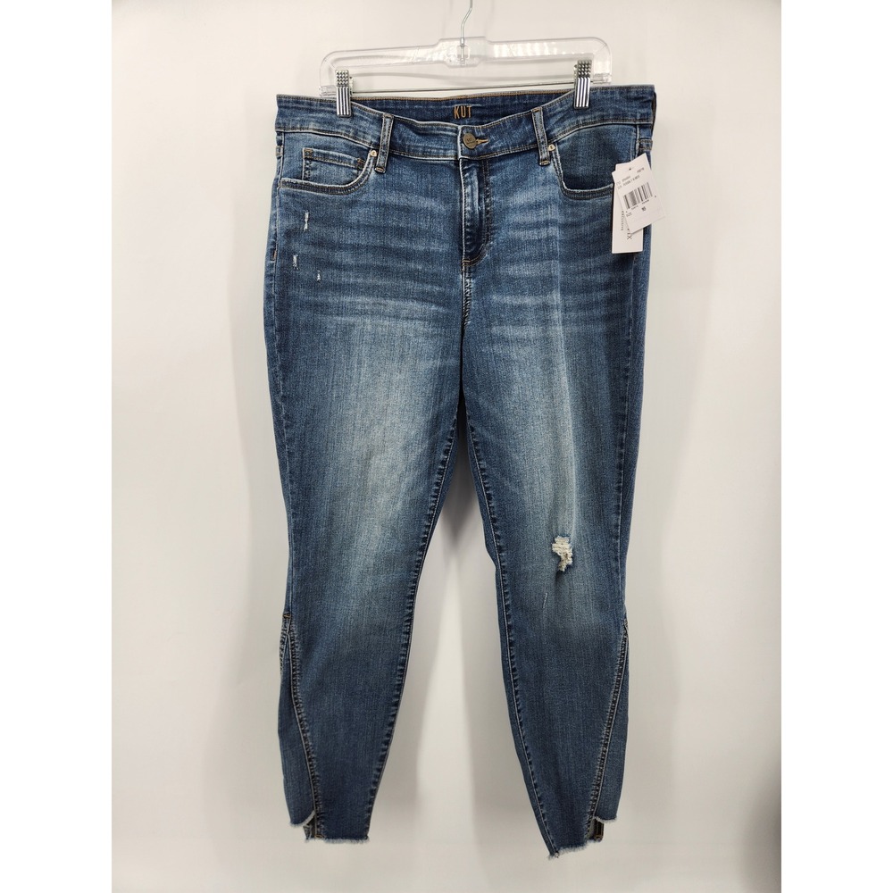KUT From the Kloth Womens Ankle Skinny Jeans‎ Blue Distressed Size 16